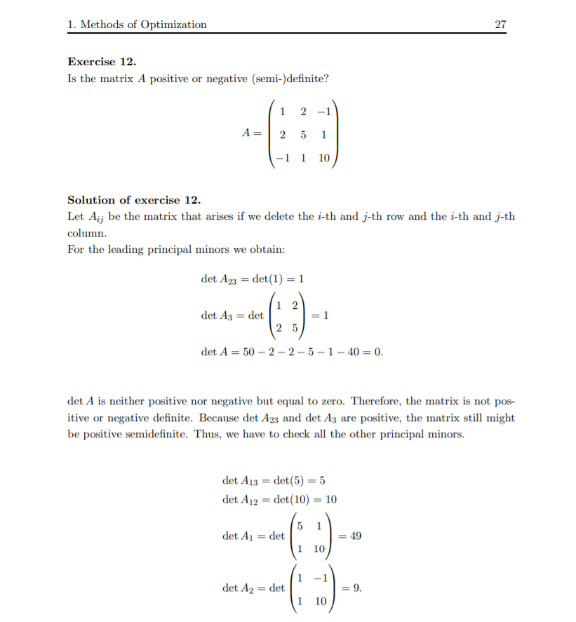 Solved 1. Methods of Optimization 27 Exercise 12. Is the | Chegg.com