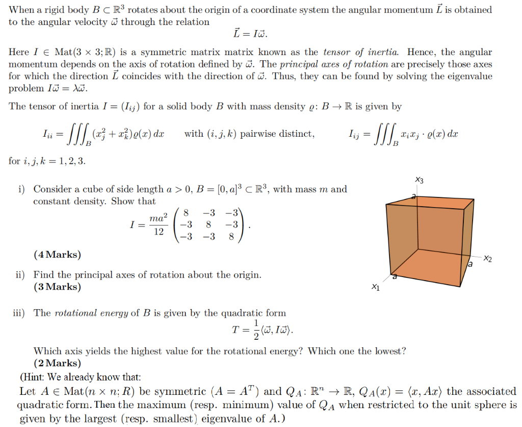 Solved When a rigid body B⊂R3 rotates about the origin of a | Chegg.com
