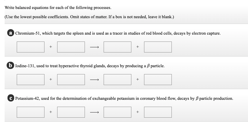 Solved Write Balanced Equations For Each Of The Following