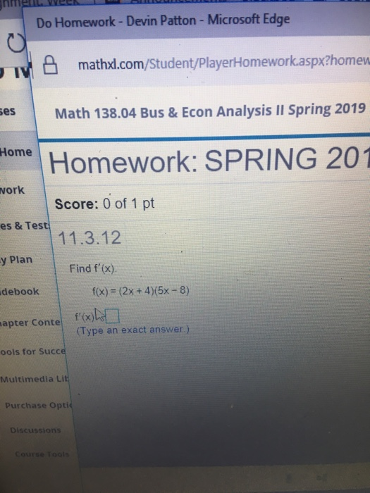 Edgex Homework Solved nti Do Homework- Devin Patton - Microsoft Edge | Chegg.com