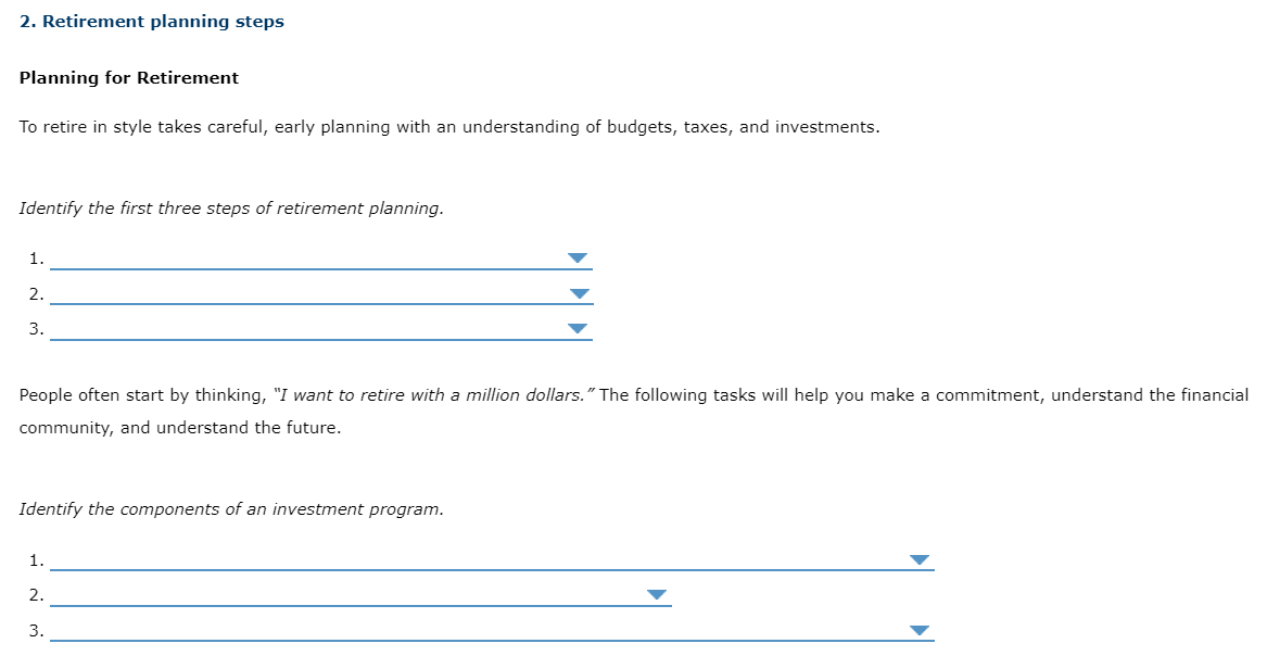 Solved DROP DOWN OPTIONS FROM TOP TO BOTTOM: 1.) Understand | Chegg.com