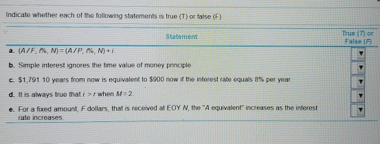 Solved Indicate whether each of the following statements is | Chegg.com