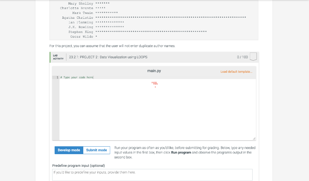 23 2 Project 2 Data Visualization Using Loops Hors Chegg 