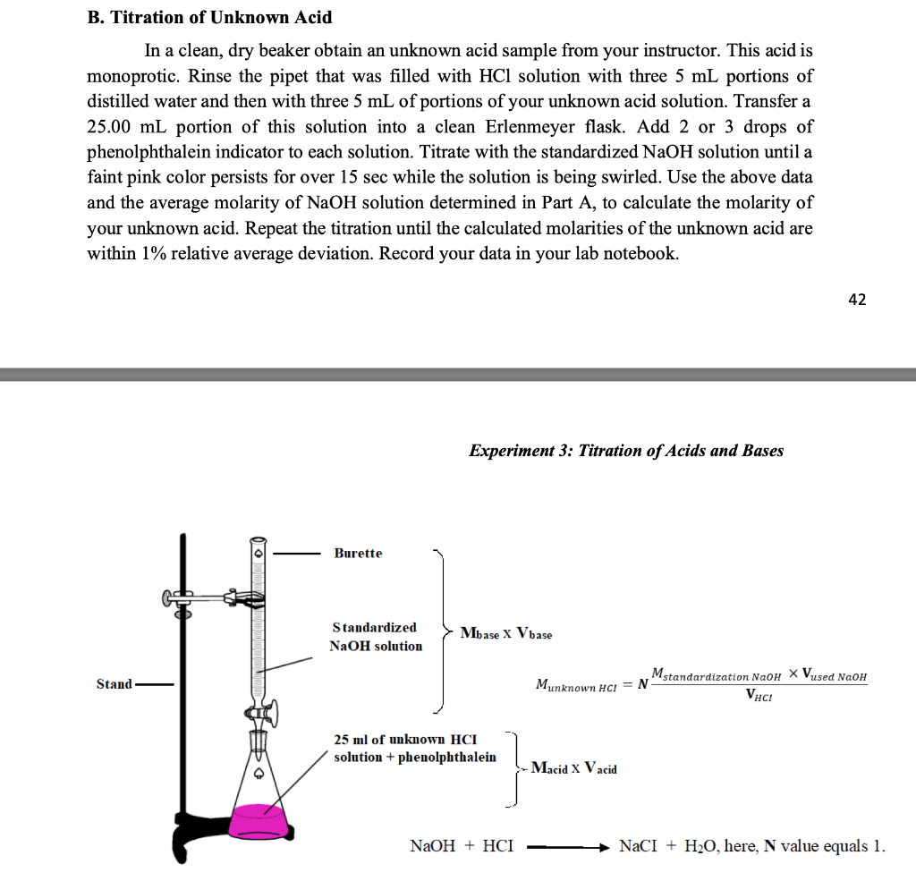 Solved Write a laboratory report for the titration | Chegg.com