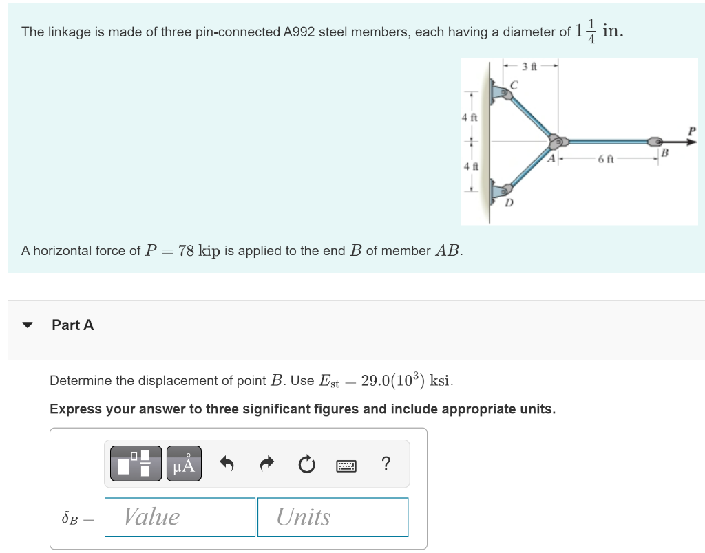 [Solved] The linkage is made of three pinconnected A992