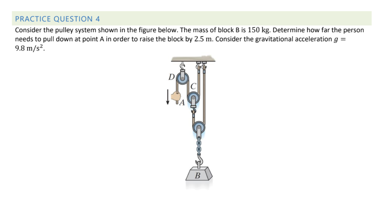 Solved PRACTICE QUESTION 4 Consider the pulley system shown | Chegg.com