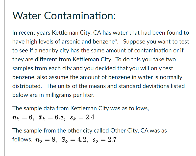 Solved Water Contamination In recent years Kettleman City,