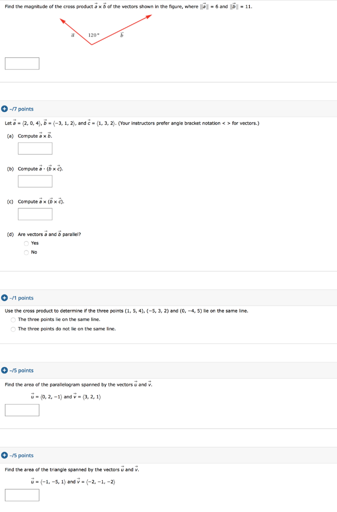 Solved Find the magnitude of the cross product a x b of the | Chegg.com