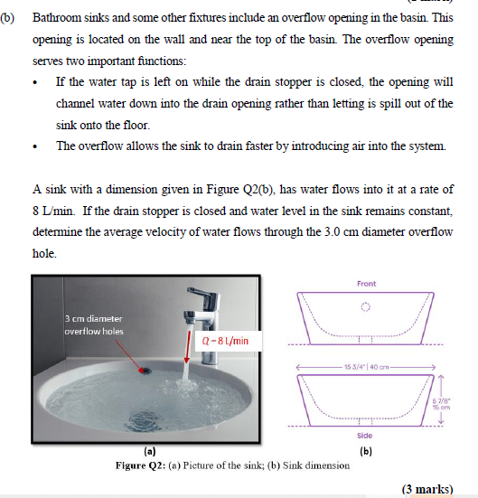 Solved 6) Bathroom sinks and some other fixtures include an | Chegg.com