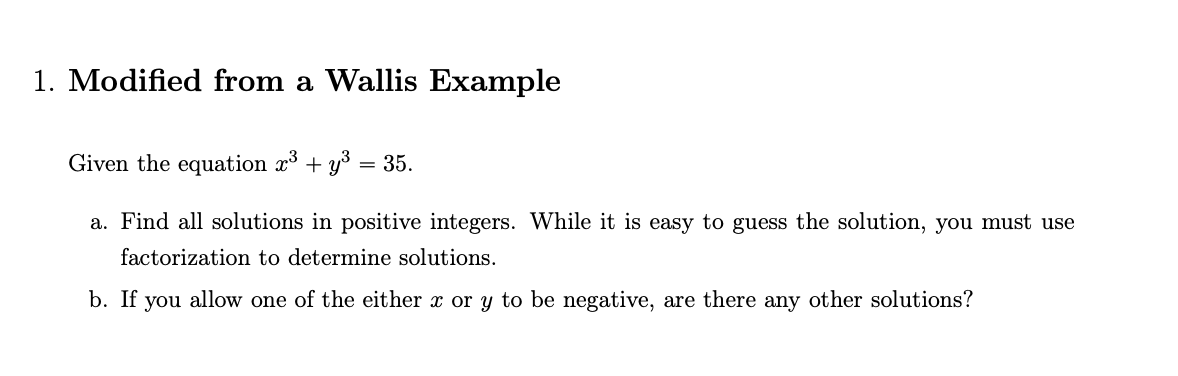 Solved Modified from a Wallis Example Given the equation | Chegg.com