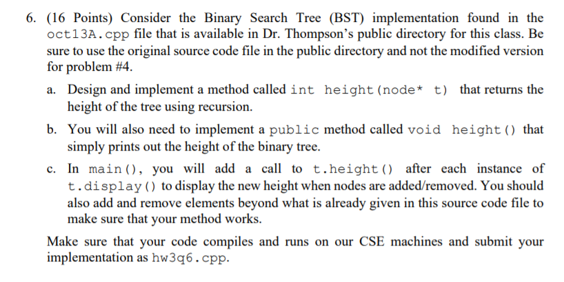 Solved Oct13a.cpp file is attached /* ** Binary Search Tree | Chegg.com