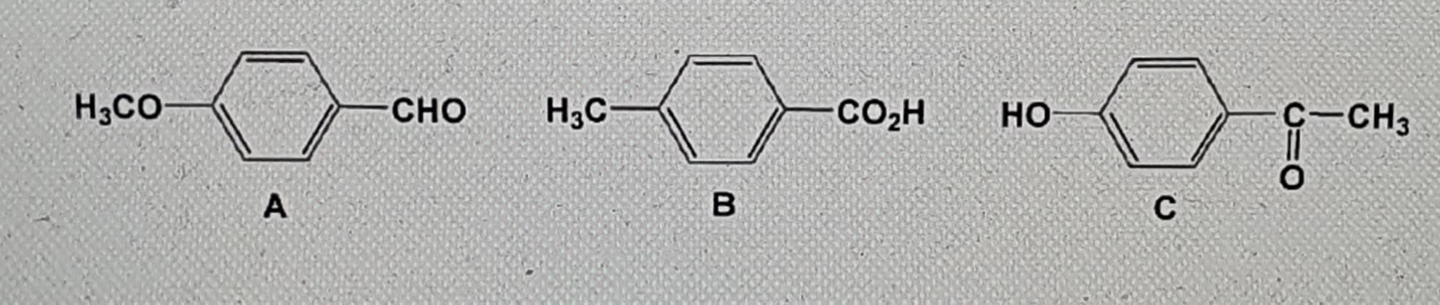 Solved H3CO CHO H5C — CO2H НО — СН3 O=0 A В с | Chegg.com