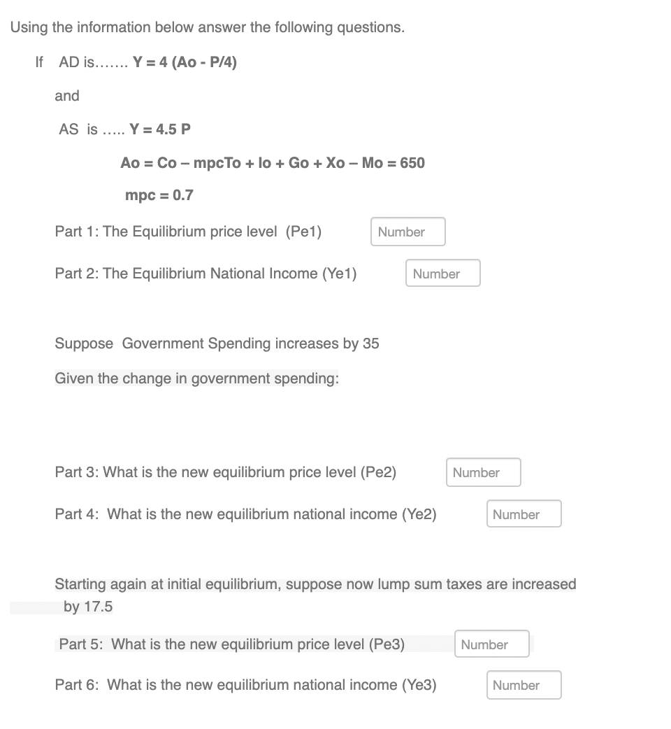 Solved Using the information below answer the following | Chegg.com