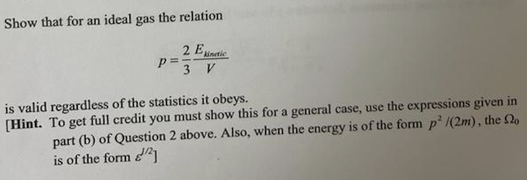 Solved STATISTICAL MECHANICS IF YOU CAN, PLEASE ANSWER IT | Chegg.com