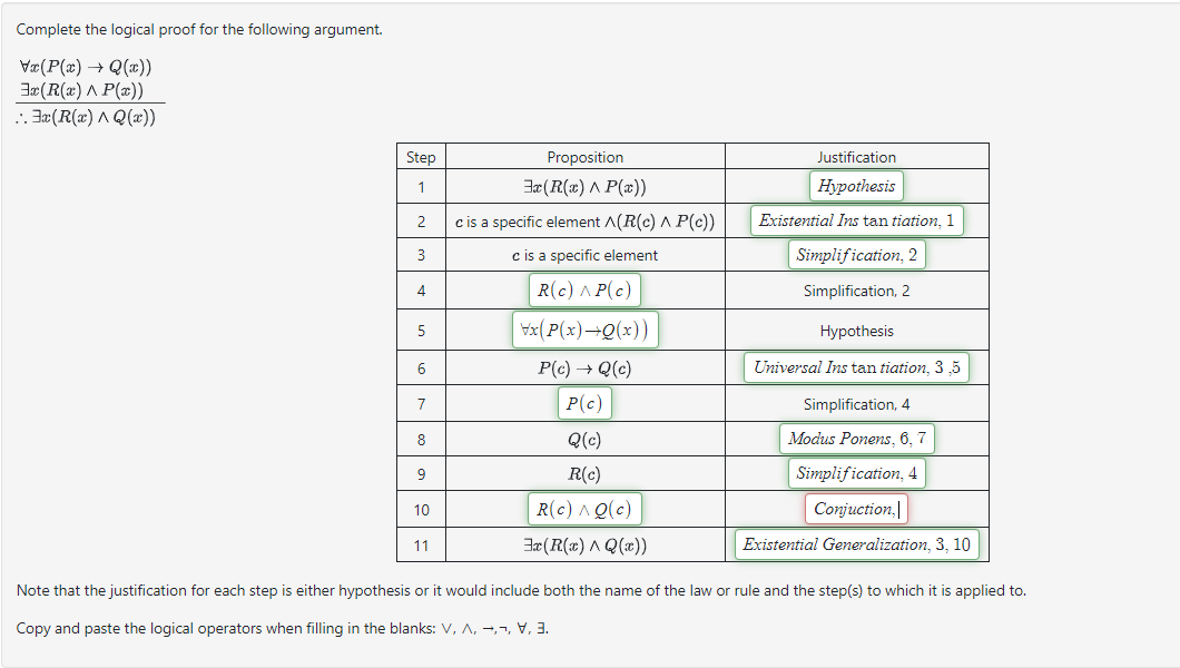 Solved Complete the logical proof for the following | Chegg.com