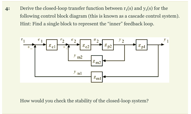Solved 4: Derive the closed-loop transfer function between | Chegg.com