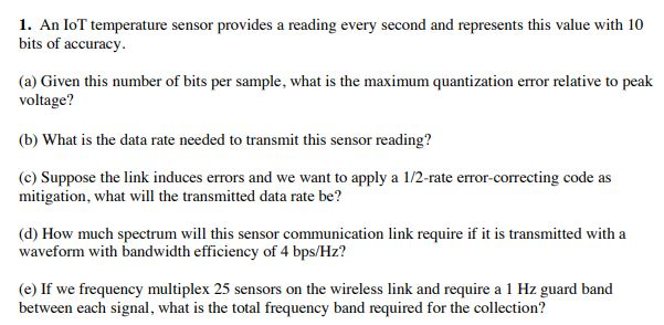 Solved An IOT temperature sensor provides a reading every | Chegg.com