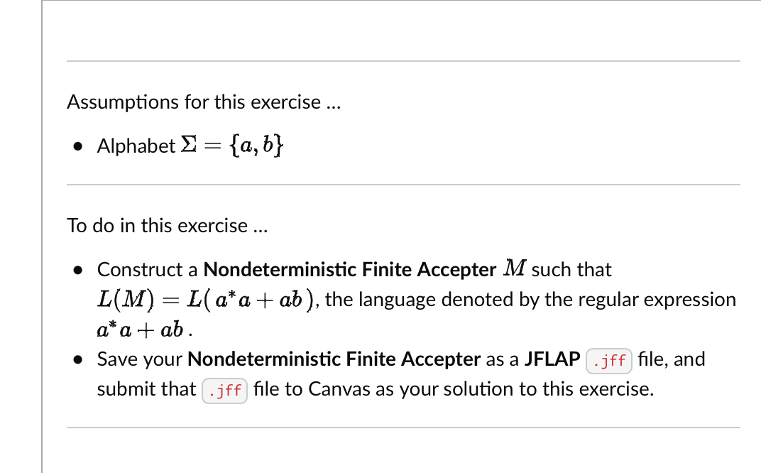 Solved Assumptions for this exercise ... - Alphabet Σ={a,b} | Chegg.com