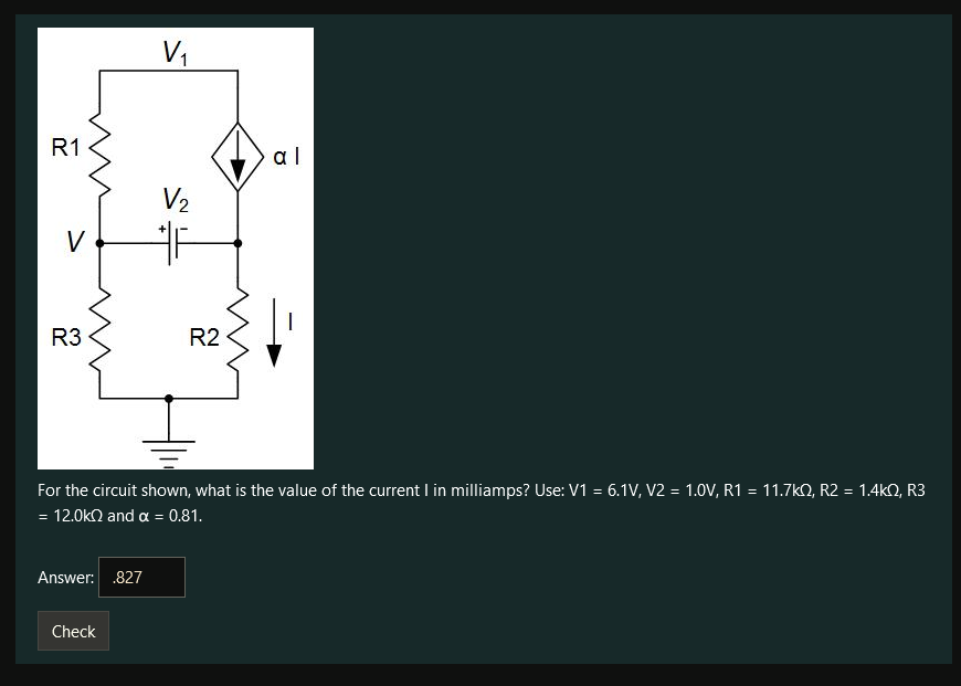 Solved For the circuit shown, what is the value of the | Chegg.com
