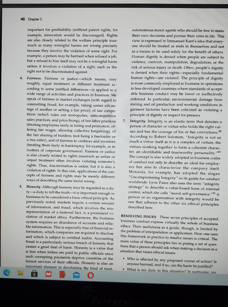 Solved Figure 2.4 Framework for Ethical Reasoning Welfare | Chegg.com