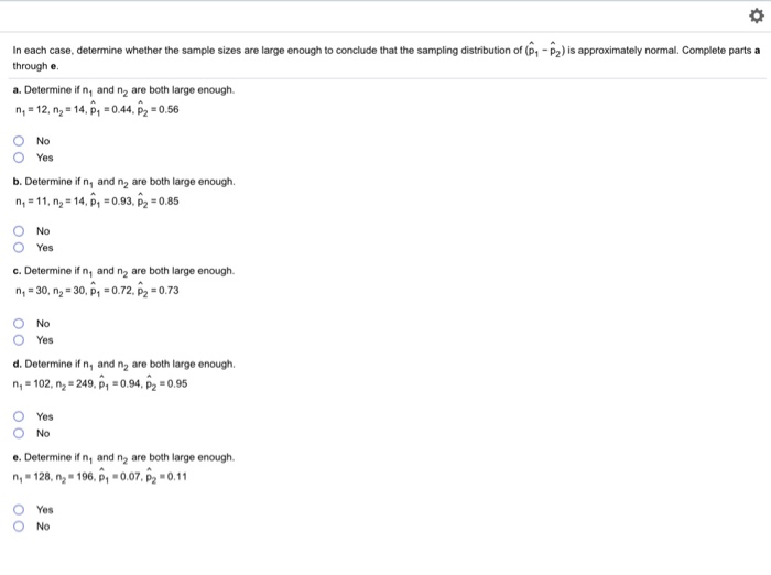 Solved In Each Case Determine Whether The Sample Sizes Are