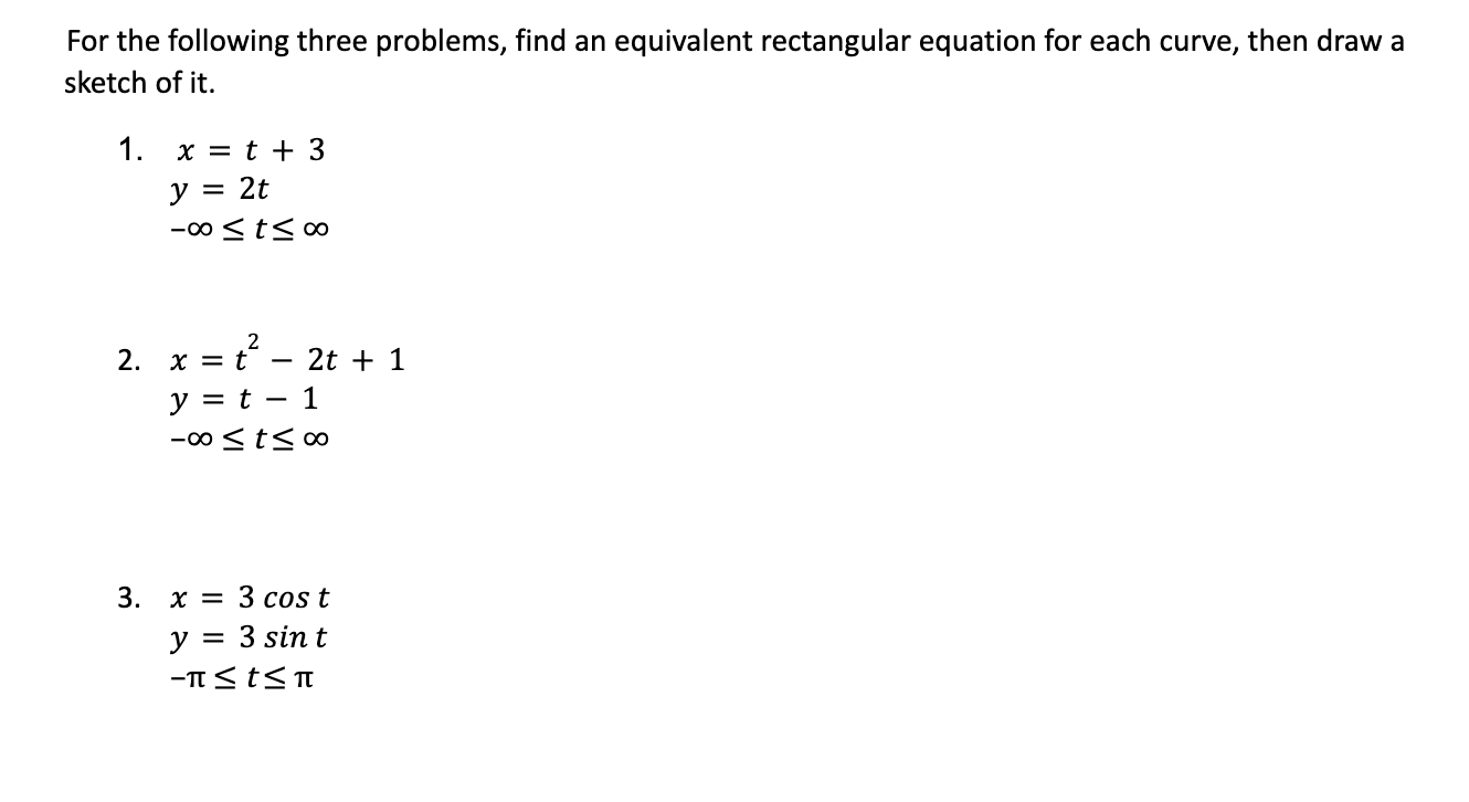 Solved For the following three problems, find an equivalent | Chegg.com