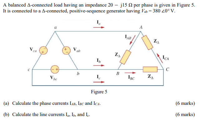 Solved A balanced A-connected load having an impedance 20 – | Chegg.com