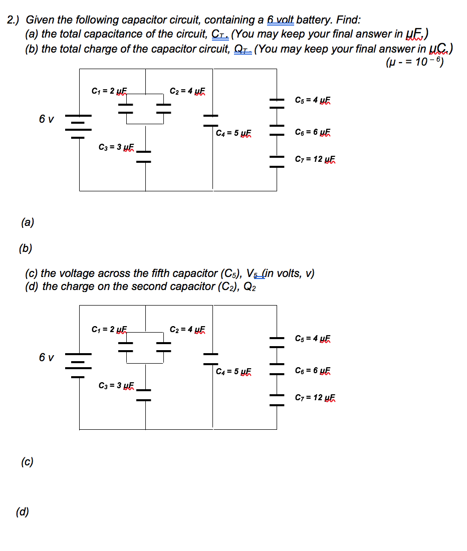 Solved 2.) Given The Following Capacitor Circuit, Containing | Chegg.com