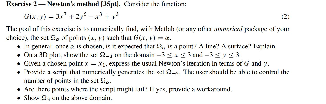 Solved = a. Exercise 2 Newton's method [35pt]. Consider the | Chegg.com