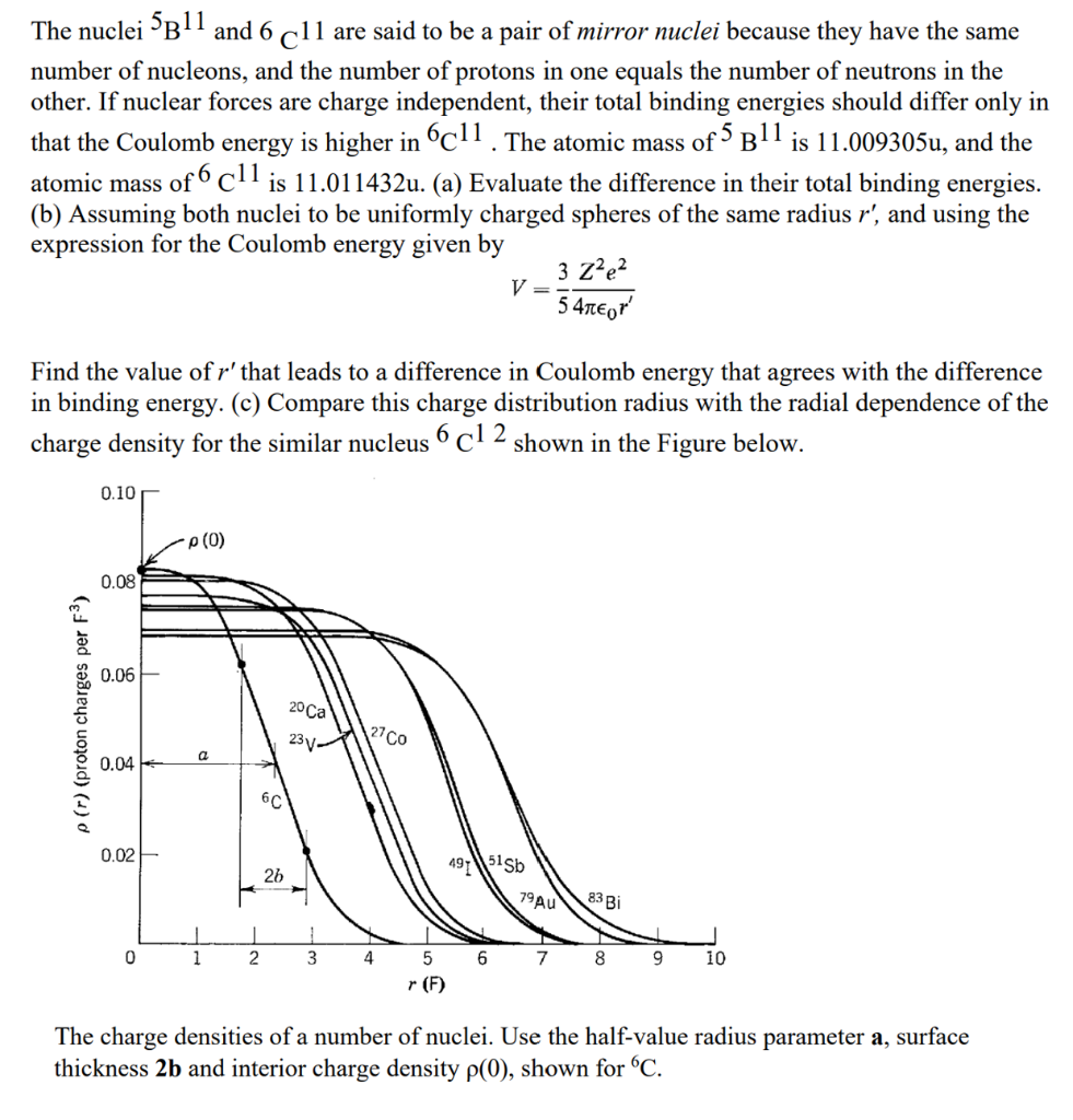 Solved The Nuclei 5 B11 And 6C11 Are Said To Be A Pair Of | Chegg.com