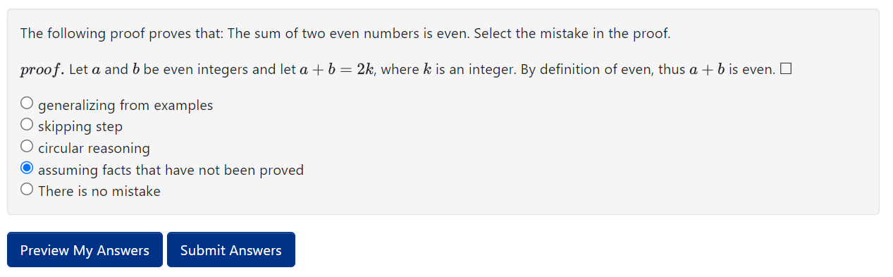 Solved The following proof proves that: The sum of two even | Chegg.com