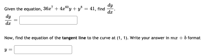 Solved Dy Given The Equation 36x 4xy Y 41 Find Dy