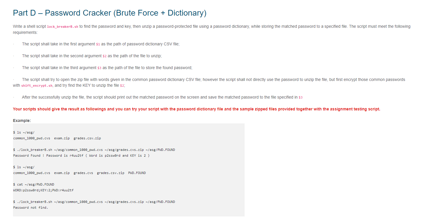 Solved Part DPassword Cracker (Brute Force + Dictionary)