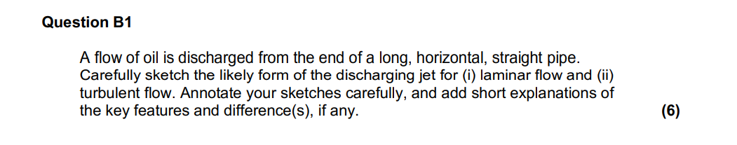 Solved Question B1 A flow of oil is discharged from the end | Chegg.com