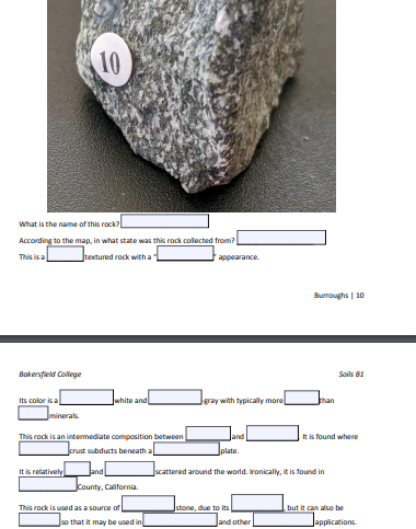 Solved 10 What is the name of this rock? According to the | Chegg.com