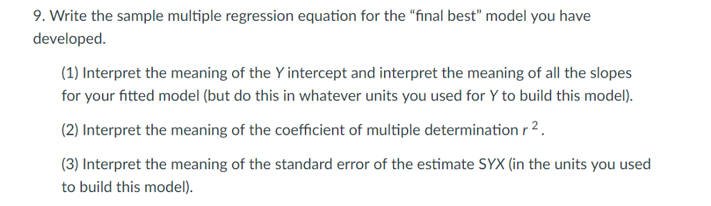 Multiple Regression Analysis Assignment For this | Chegg.com