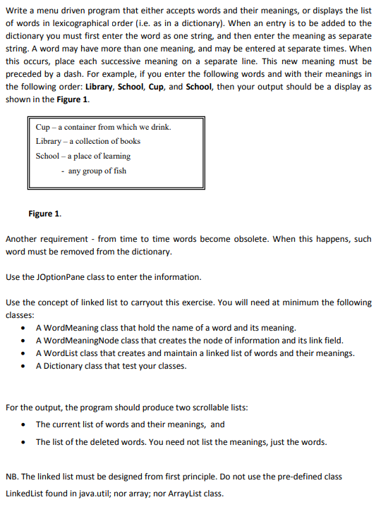 Solved Write a menu driven program that either accepts words