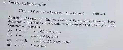 Solved 3. Use the backward Euler's method to solve Problem 2 | Chegg.com