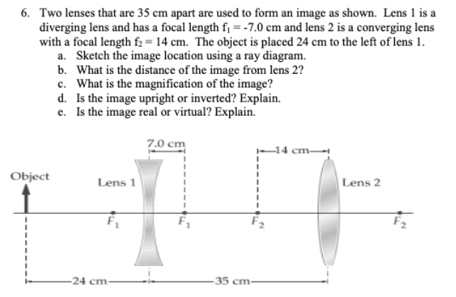 Solved 6. Two lenses that are 35 cm apart are used to form | Chegg.com