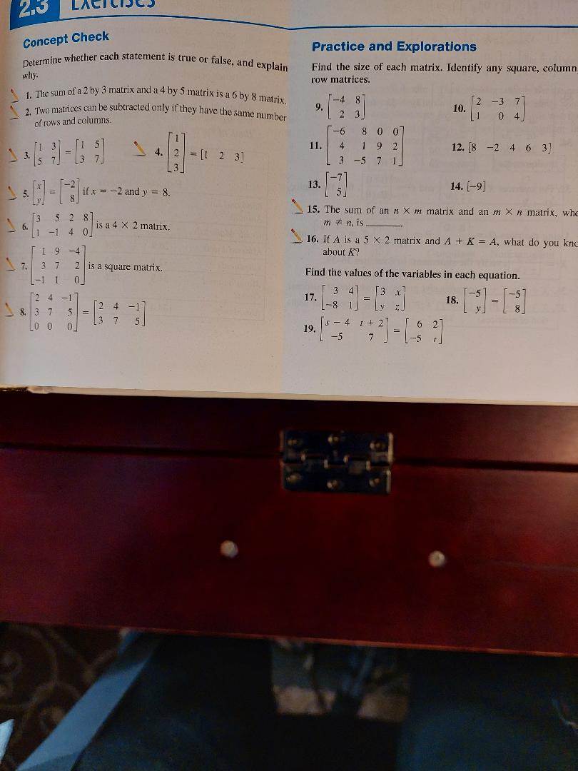 Solved 2,3 Concept Check Determine whether each statement is | Chegg.com