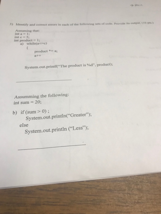 Solved 3) Identify and correct errors in each of the | Chegg.com