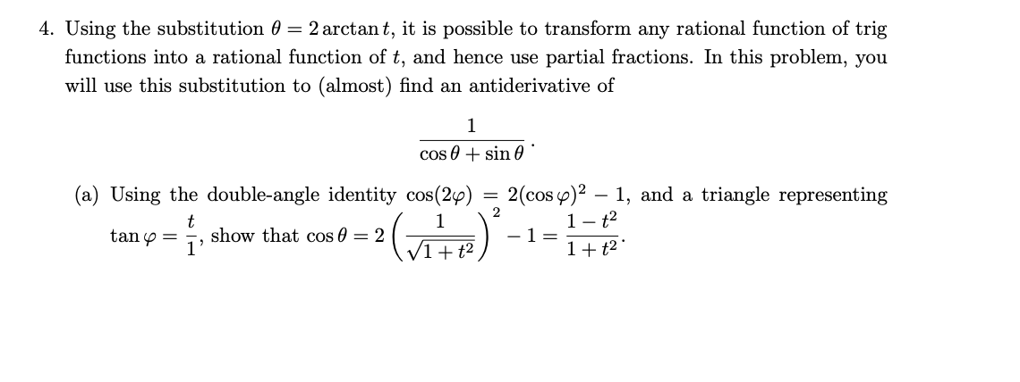 Solved Using the substitution θ=2arctant, it is possible to | Chegg.com
