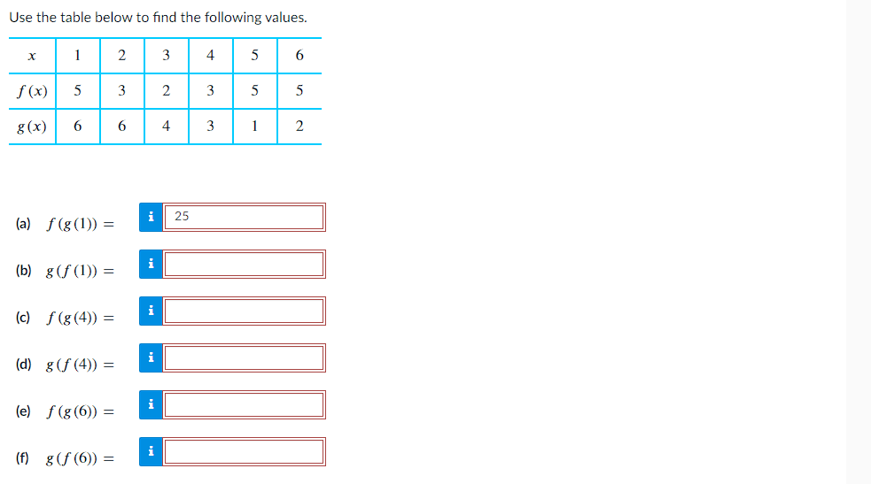 Solved Use The Table Below To Find The Following Values. (a) | Chegg.com