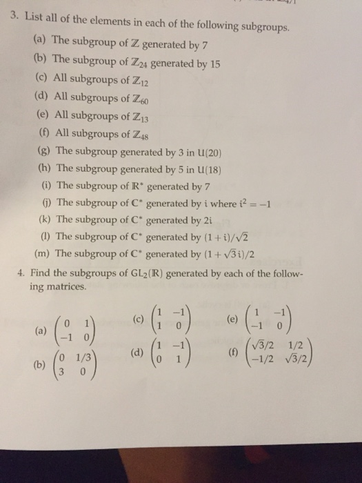 Solved 3. List all of the elements in each of the following | Chegg.com