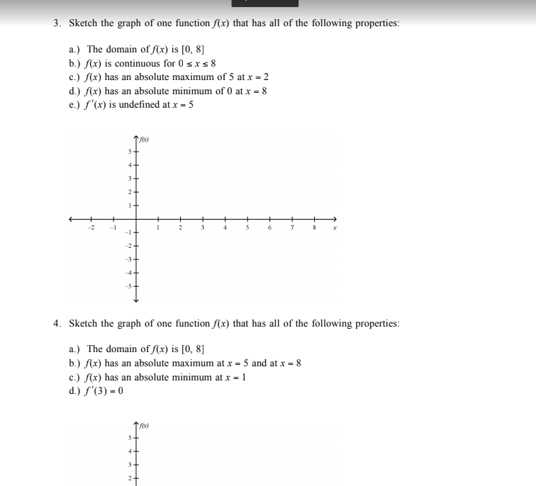 Solved 3. Sketch the graph of one function f(x) that has all | Chegg.com