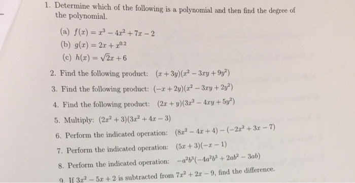Solved Determine which of the following is a polynomial and | Chegg.com