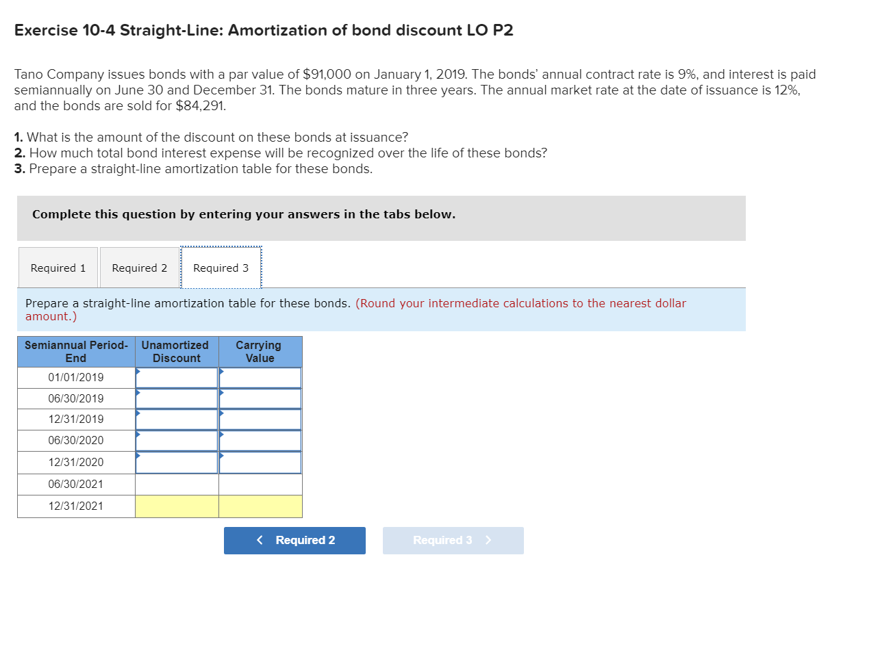 Solved Exercise 104 StraightLine Amortization of bond