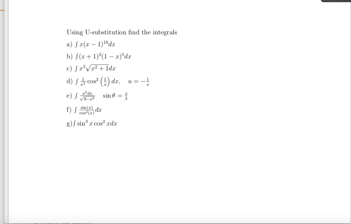 Solved Using U Substitution Find The Integrals A S X X Chegg Com