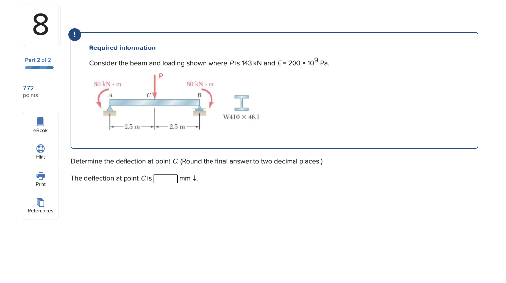 Solved CH For The Cantilever Beam And Loading Shown Chegg Com