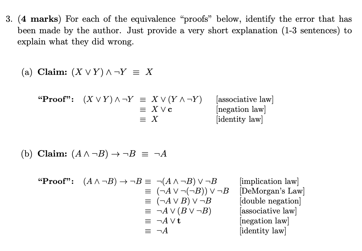 Solved 3. (4 marks) For each of the equivalence 